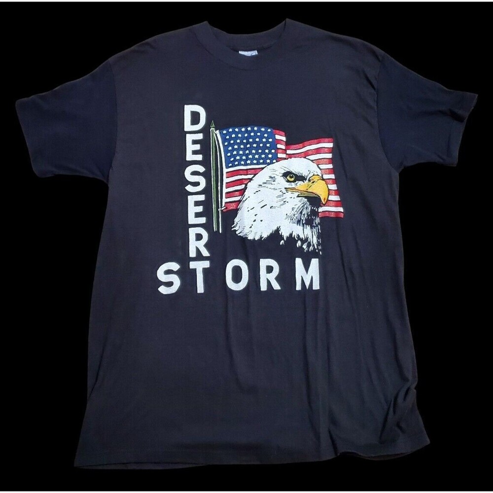 Vintage Large L We Support Our Troops Operation Desert Storm American Bald Eagle